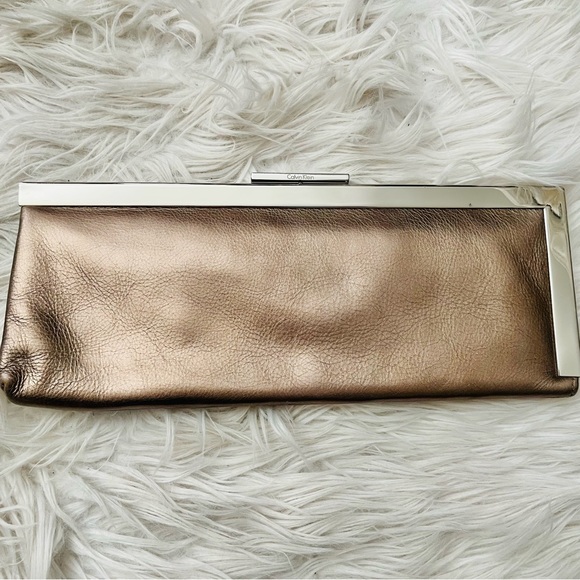 Calvin Klein Metallic Bronze Kisslock Evening Bag (see description) - Picture 2 of 12